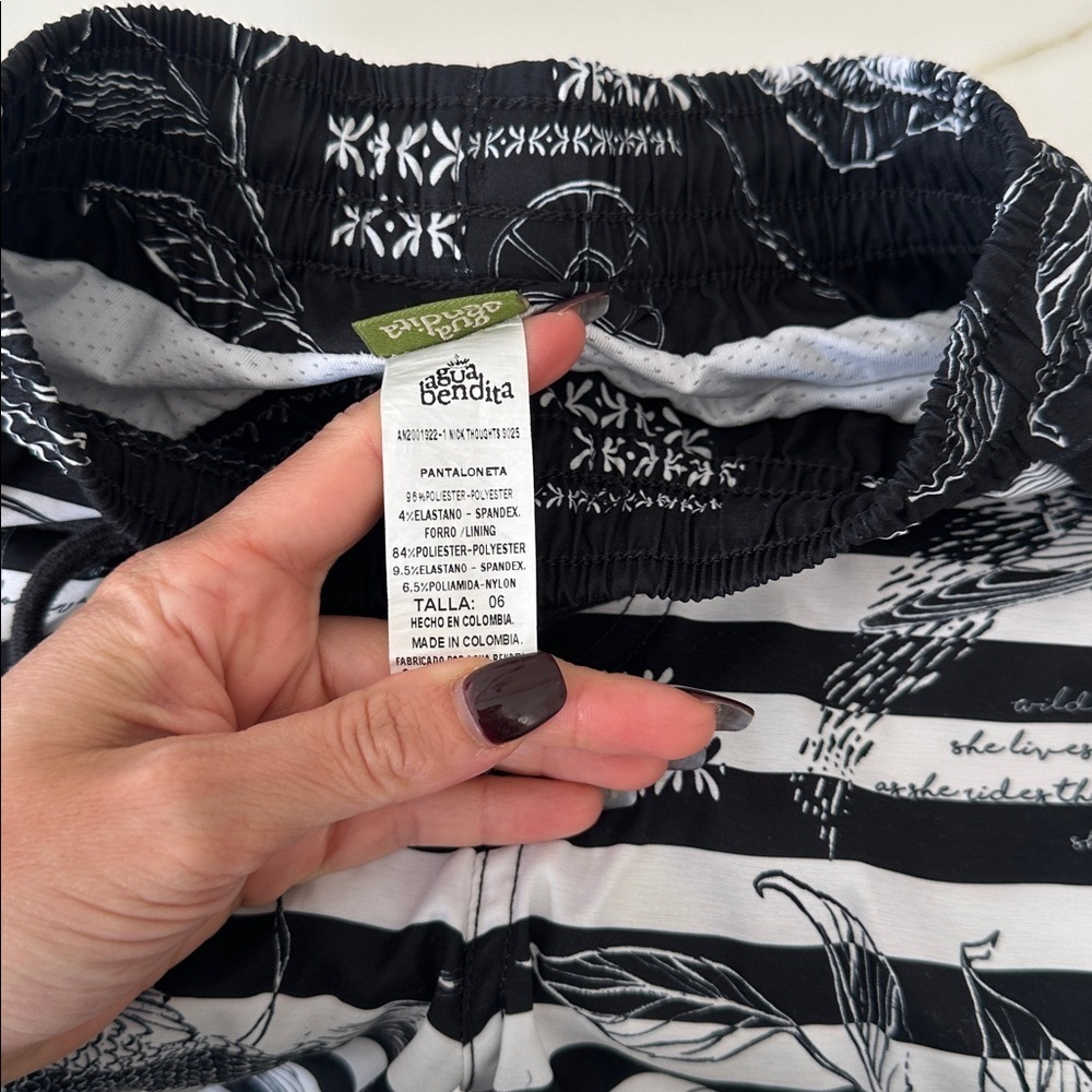 Agua Bendita kids Black and White Striped Swim Shorts - Picture 5 of 5